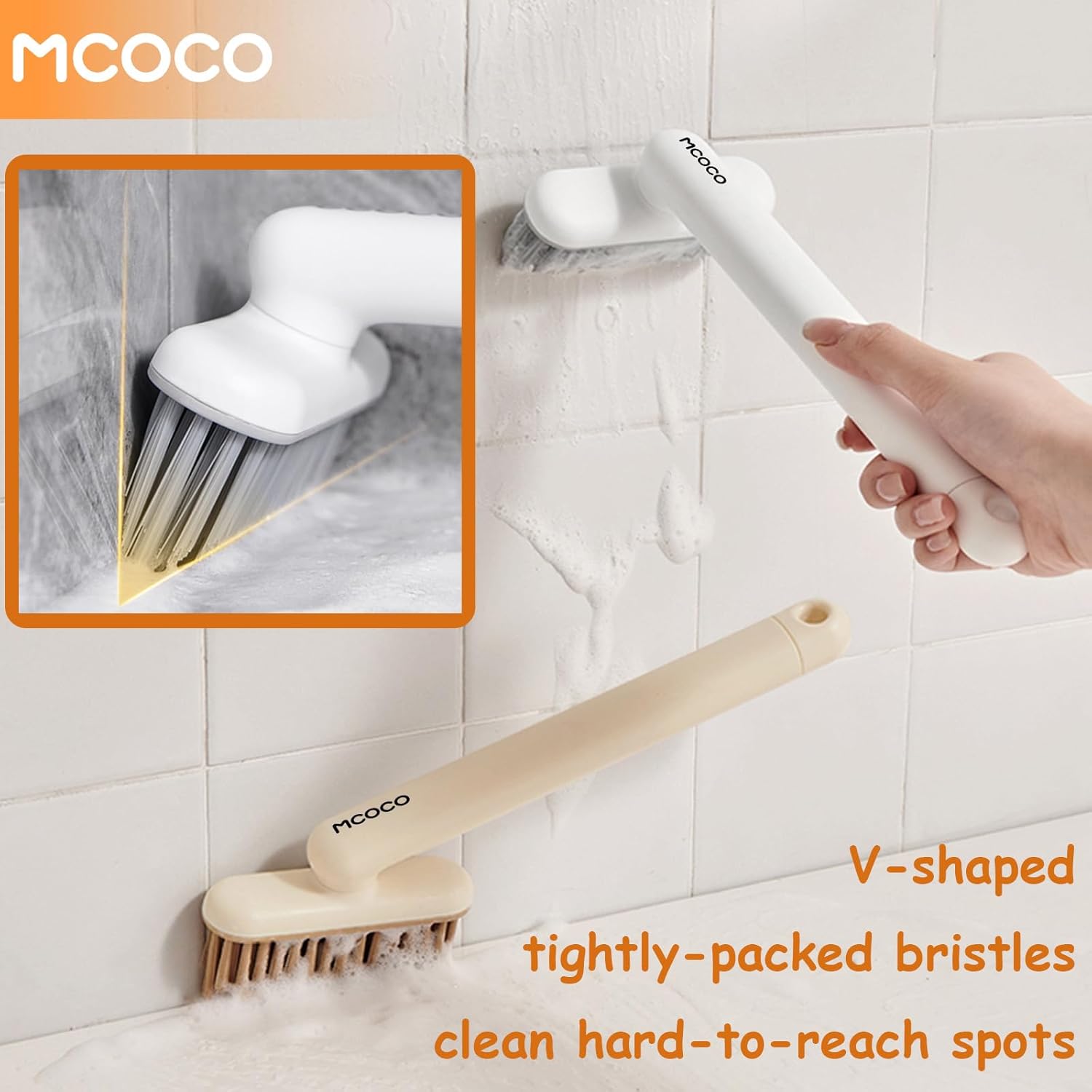 Crevice Cleaning Brush Cleaning Brushes for household use Multi-Purpose Hard Bristle Brushes Bathroom Brush for Kitchen Window Toilet Grout Bottle Sink Corners Blender Small Spaces 2 pack Yellow