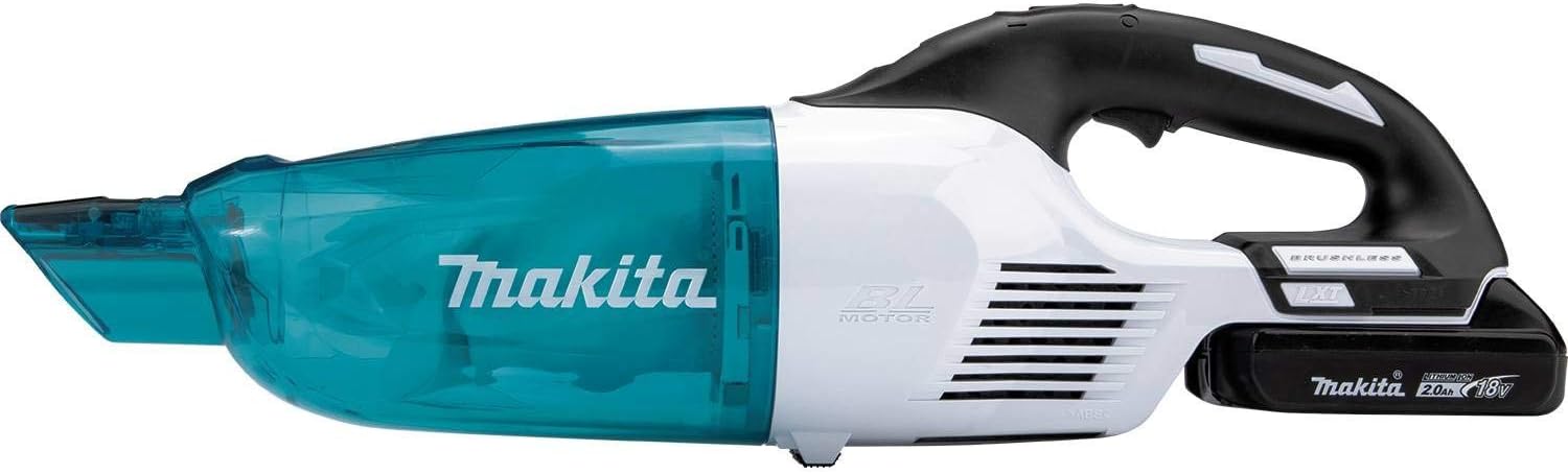 Makita XLC03R1WX4 18V LXT Lithium-ion Compact Brushless Cordless Vacuum Kit, Trigger w/Lock (2.0Ah) with Additional BL1820B 18V LXT Lithium-Ion Compact 2.0Ah Battery
