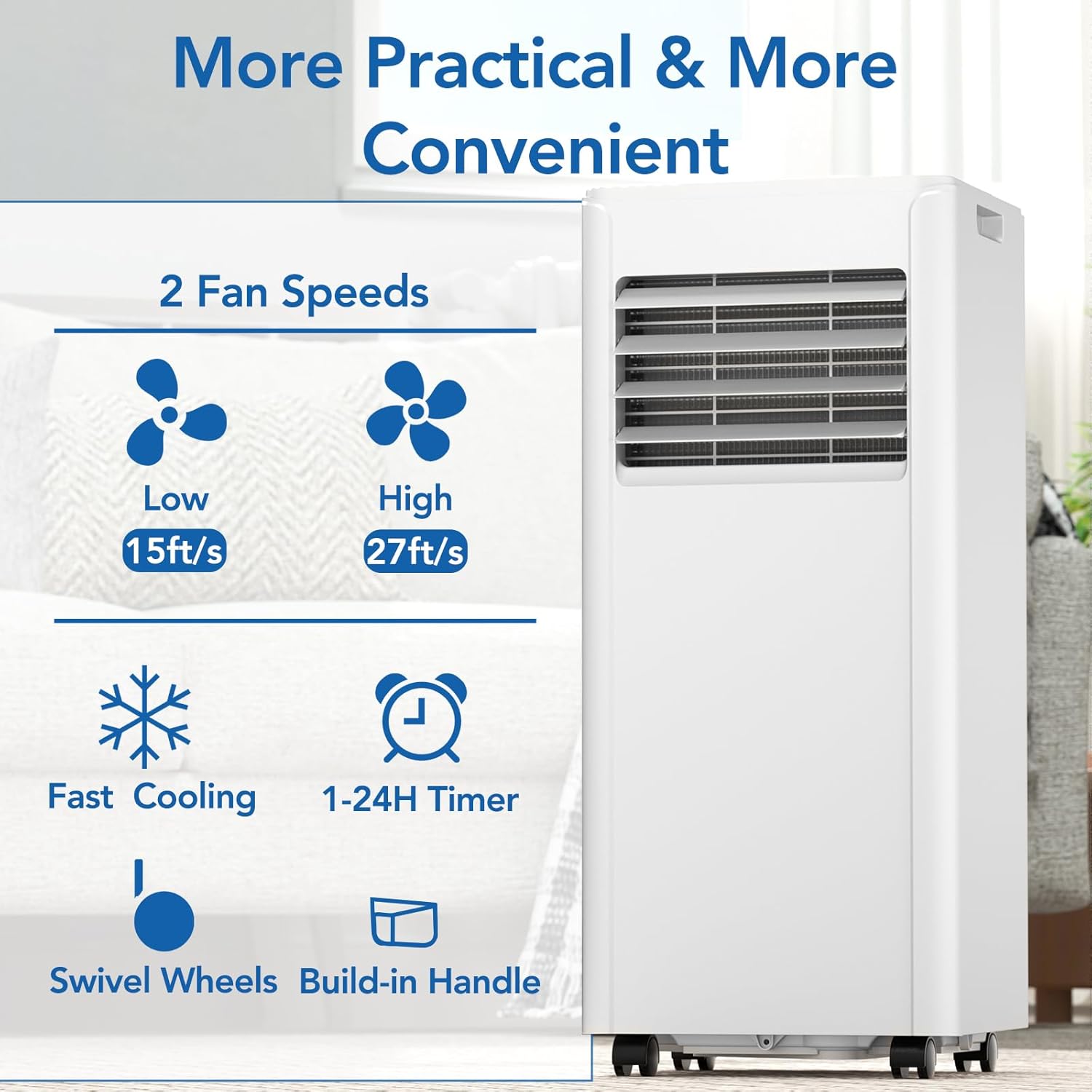 COWSAR 10,000 BTU Portable Air Conditioners with Remote, Portable AC Unit Cools Up to 450 Sq.ft, 4 Modes with Fast Cooling, Sleep Mode, 24H Timer for Bedroom, Room, Apartments, White