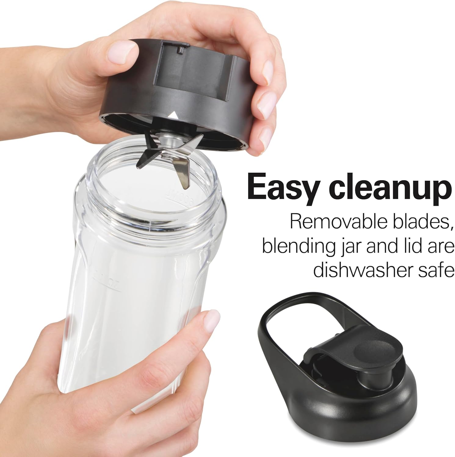 Hamilton Beach Go Sport Portable Blender For Smoothies With 20 Oz. Blend-In Personal Travel Jar, 600 Watt Motor And Stainless Steel Blades For Powerful Blending Performance, Black (51143G)