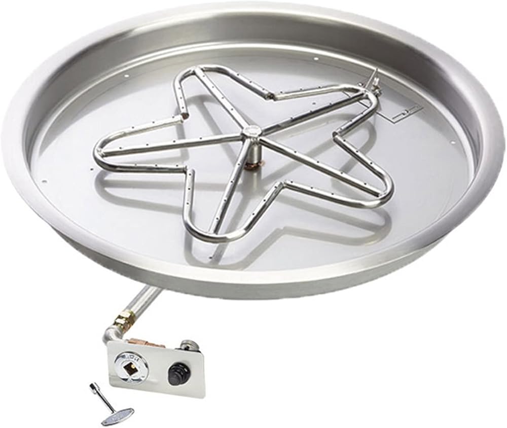 HPC Fire Spark Ignition Fire Pit Burner Kit (PENTA31-FPK-NG), 31-Inch Bowl Pan, Natural Gas