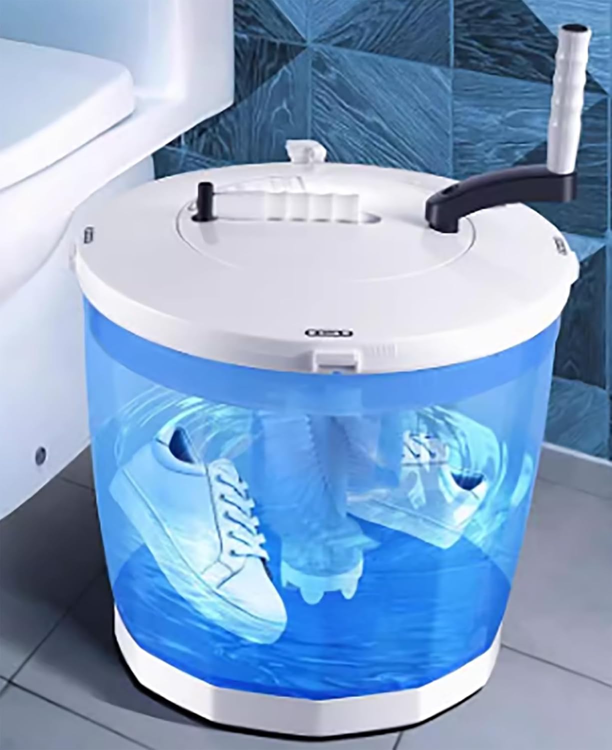 Portable Hand cranked clothes spin drying bucket,Non-Electric Washing Machine and Spin Dryer,Mini Hand Crank Washing Machine Dehydrator for Dormitory, Apartment, Rv (blue)