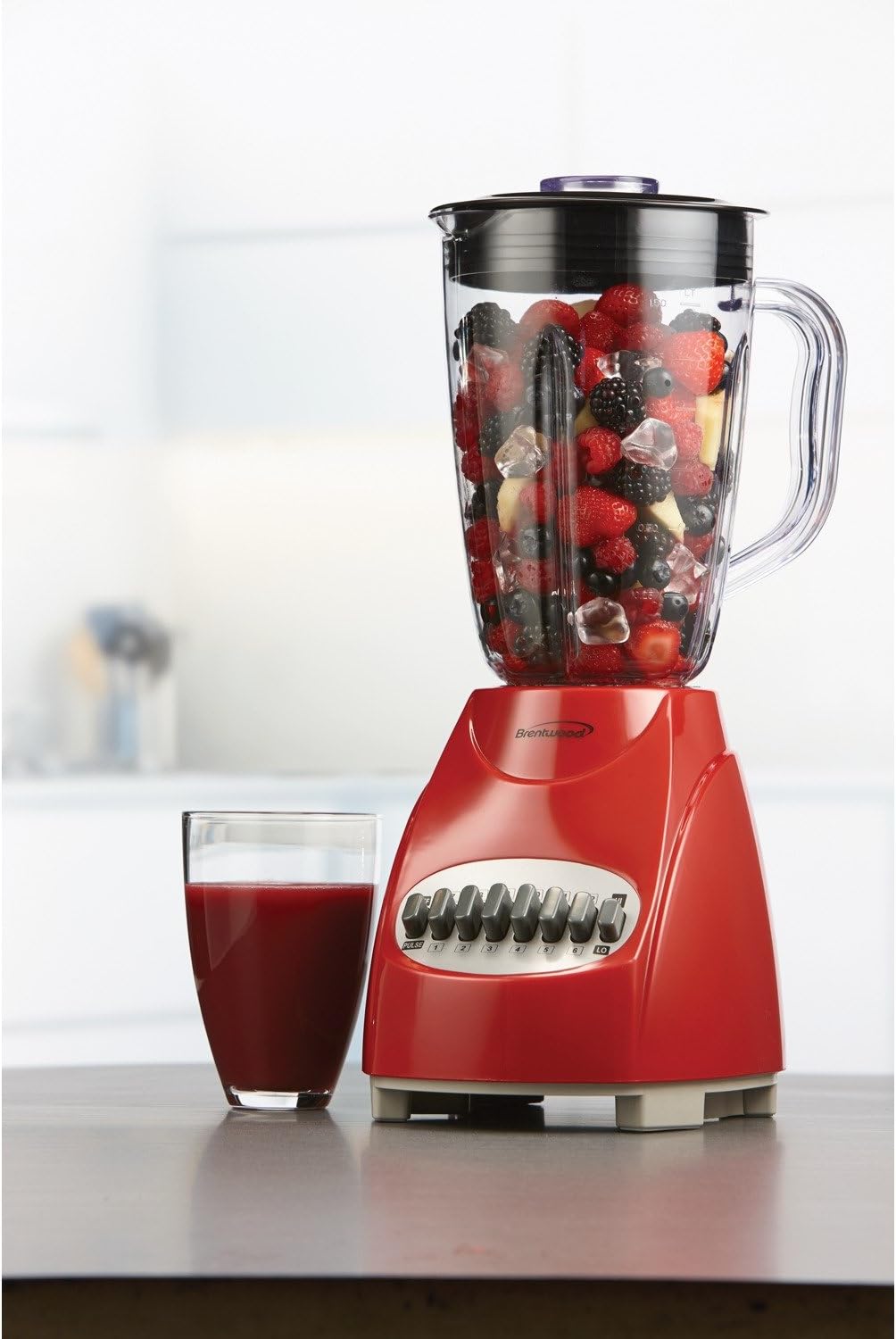 Brentwood JB-220R 12-Speed + Pulse Blender, Red