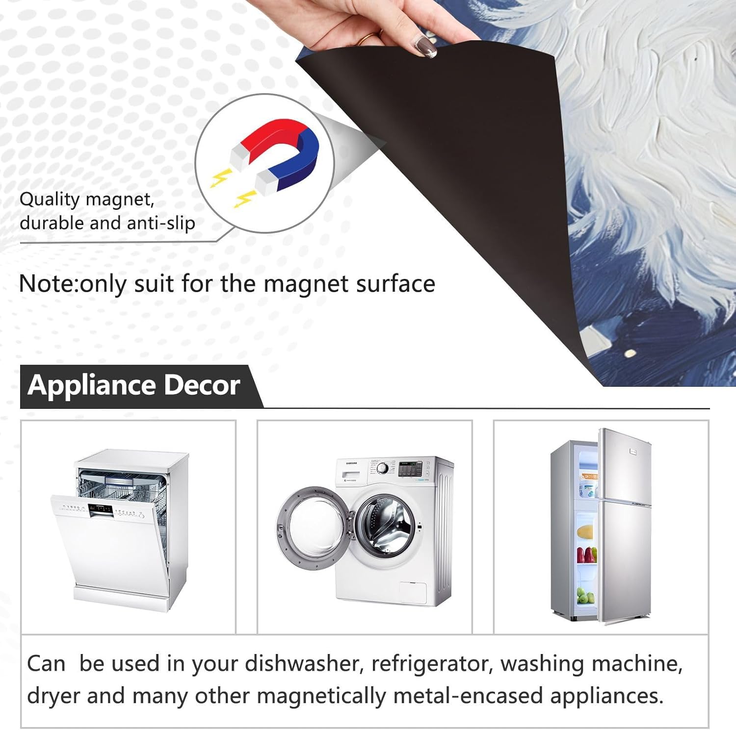 Dishwasher Magnet Cover Large Magnetic Stickers White Dog Walking Front Dishwasher Cover Reusable Decal for Home Kitchen Anti-Scratch Refrigerator Decorative Lid Washing Machine Laundry 23