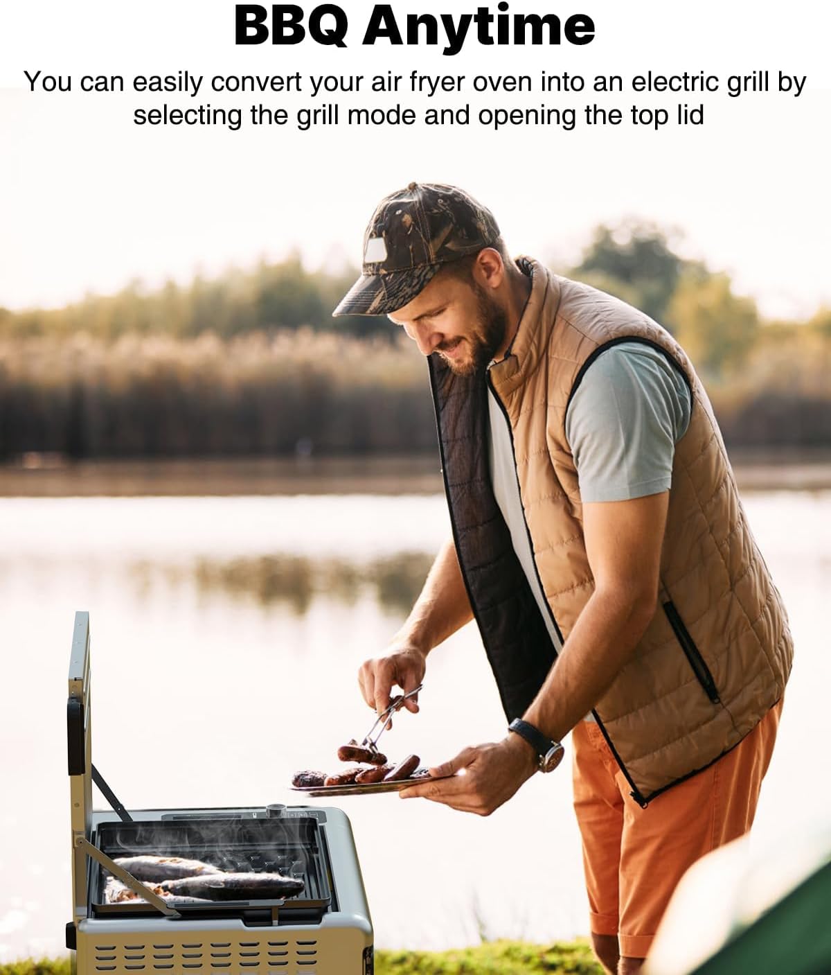 JOYAMI Air Fry Countertop Oven, 18QT 1600W Convection Oven and Indoor Grill Combo with See-Through Window for Air Fry, Bake, Dehydrate, Toast, 6 Nonstick Accessories