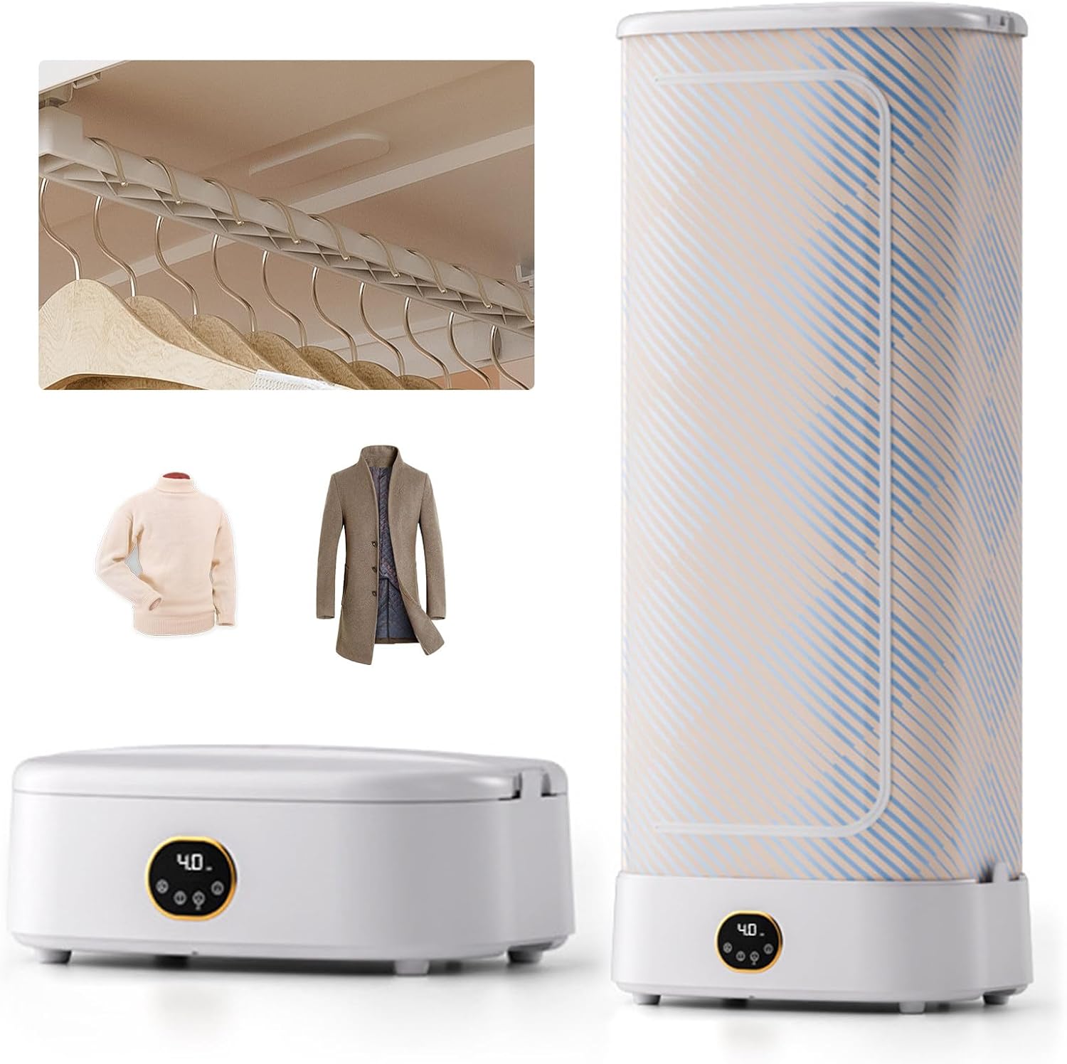 Clothes Dryer, Vertical Steam Iron, Mini Clothing Care Machine with Remote Control, PTC Heating & LED Display, Foldable Clothes Dryer for Travel,RV, Home,Apartment