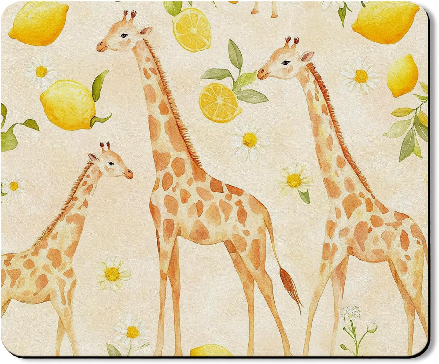 Giraffe Washer Dryer Top Protector Mat, Lemon Patterned Laundry Machine Covers, Cute Animal Decor for Spring and Summer, Rubber Anti-slip Waterproof Mats for Laundry Room 20x24 Inch