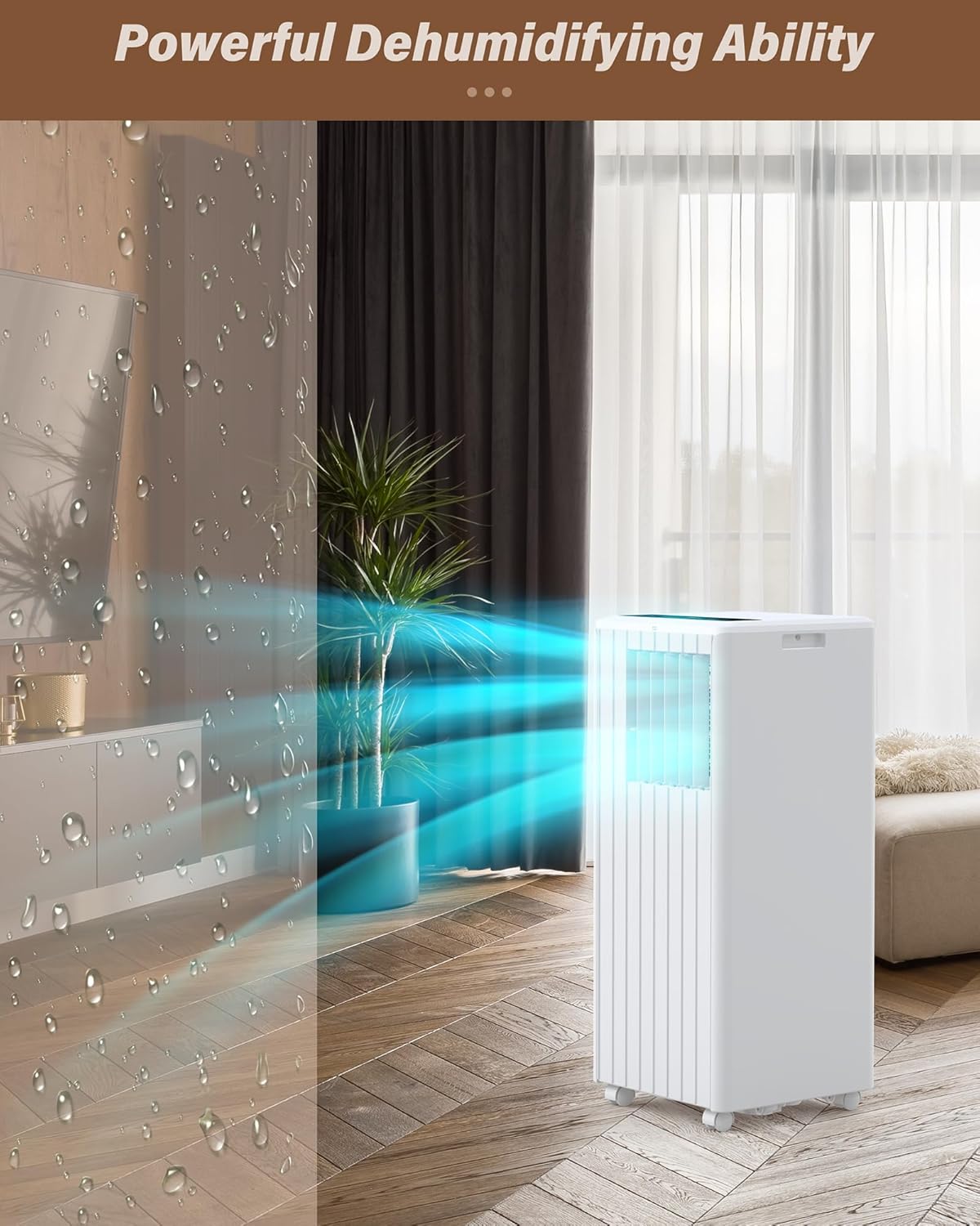 Portable Air Conditioners, 8000 BTU Air Conditioners for Room Up to 350 Sq. Ft. 3-IN-1 Portable AC Unit with Fan/Dehumidifier/24H Timer/Remote Control & Windows Kit, White