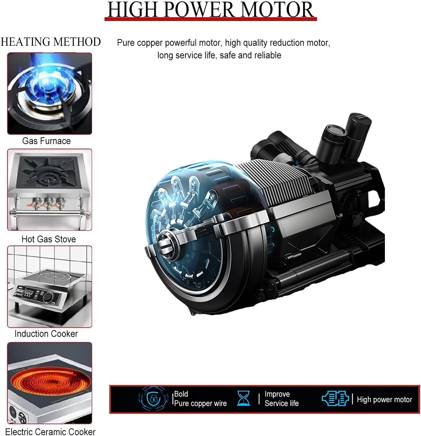 Automatic Food Blender, 110v/220v Stainless Steel Electric Mixer for Cooking Blender Chocolate Sauce Thermomixer Food Blender, Seasoning Bottom Soup Sauce Blender. Mixing Speed ​​Adjustable