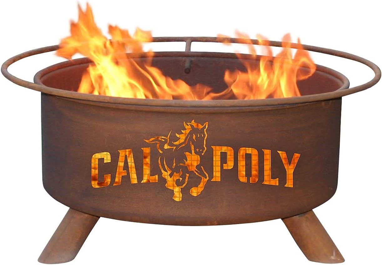 Patina Products F235 Cal Poly San Luis Obispo Steel Outdoor Fire Pit - 24 x 24 x 11 inch - Natural Rust Patina Finish