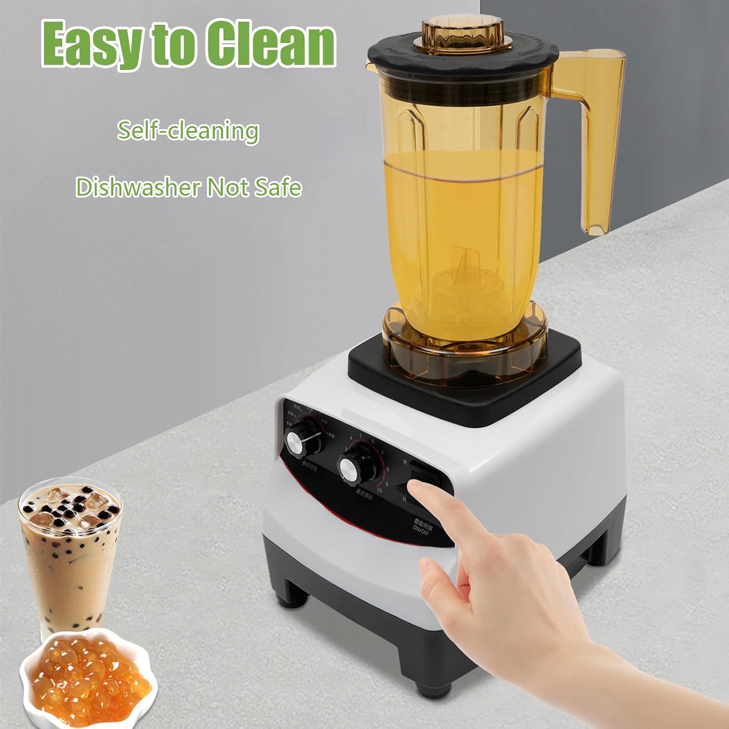 Bubble Tea Machine, Modern 1200ml Multifuction Blending Machine with 4 Different Cups, 10 Gears Speed, Countertop Smoothie Maker for Homes, Milk Tea Shops, Coffee Shops 1800W 30000RPM, Easy to Clean