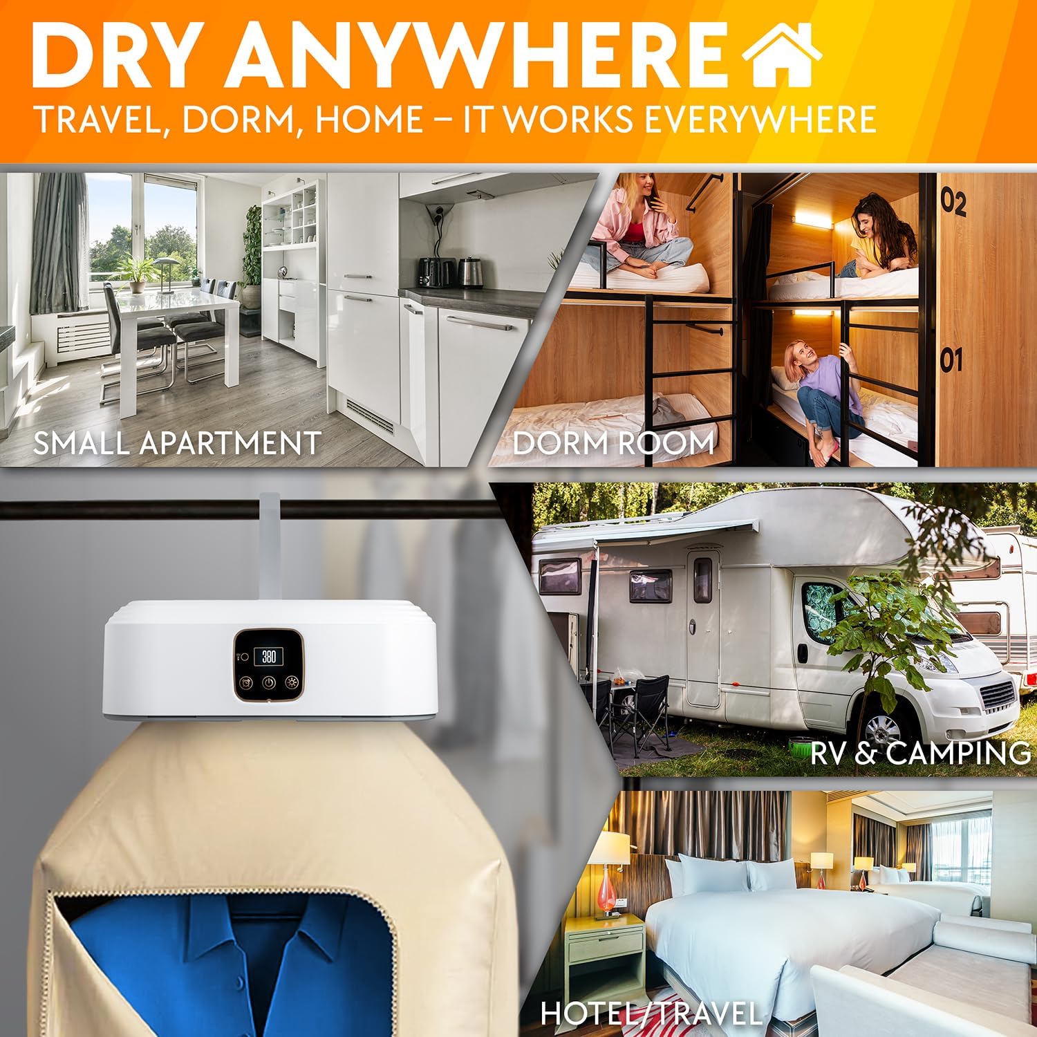 Portable Clothes Dryer – Compact, Foldable, Energy-Efficient Laundry Drying Machine for Apartments, Travel, Small Spaces, Hotels, RVs, Dorm Rooms, and Mini Secadoras de Ropa