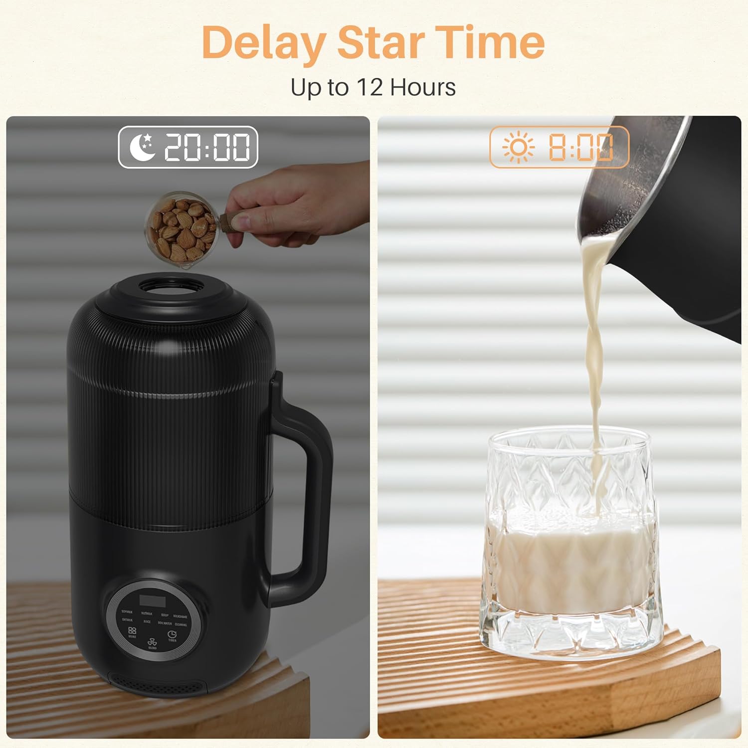10-in-1 Nut Milk Maker, Electric Bean and Nut Milk Machine, 40oz Soy Milk Maker Blender for Homemade Almond, Oat, Soy, Coconut, Juice, Milkshake with Delay Start/Boil Water/Keep Warm/Auto-Clean