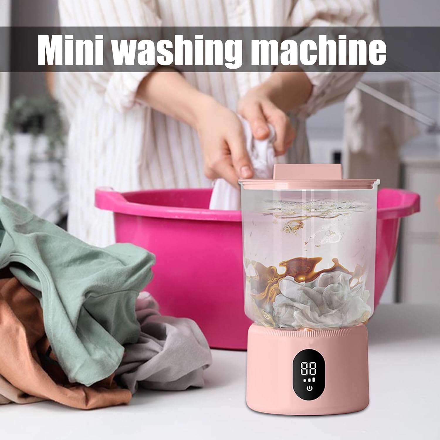 Washing Machines - Underwear Washing Machine | Portable Panty Washer | Small Laundry Machines For Dorm | Cordless Travel Mini Washing Device For Delicate Fabrics, Towels, Socks, Baby Clothes