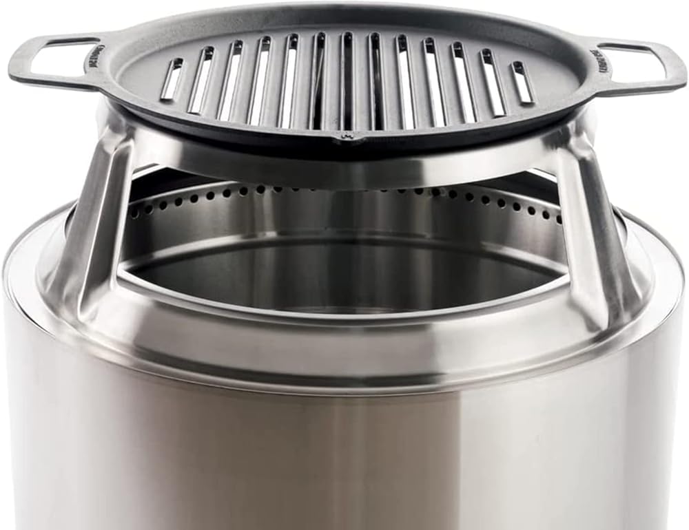 Solo Stove Yukon Grill Top & Hub – Cast Iron Cooktop with Stainless Steel Hub, 8” Elevated Grill Accessory for Yukon Fire Pit, 17.5