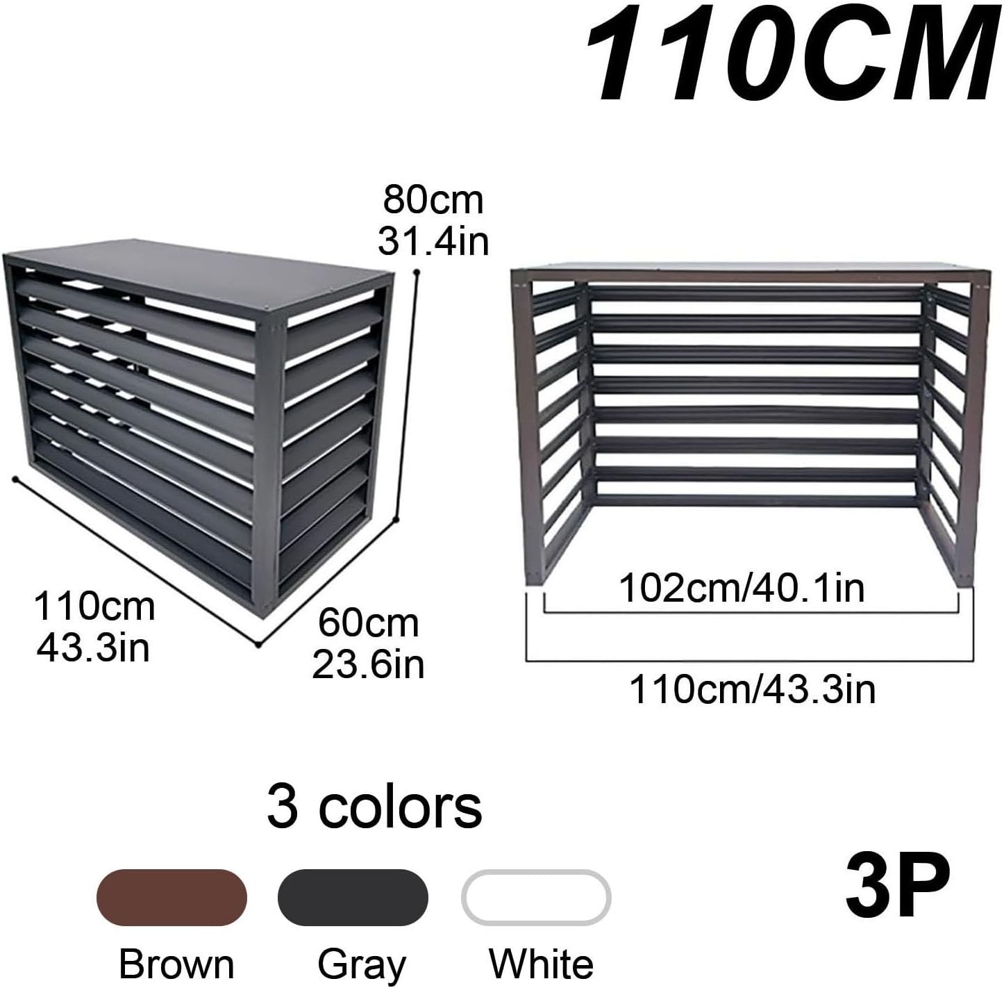 Aluminum Ac Unit Covers Outdoor, Privacy Screens Fence Panels for Air Conditioners Trash Bins, Isolate Pets, Fallen Leaves, Anti Theft(Brown,110cm)