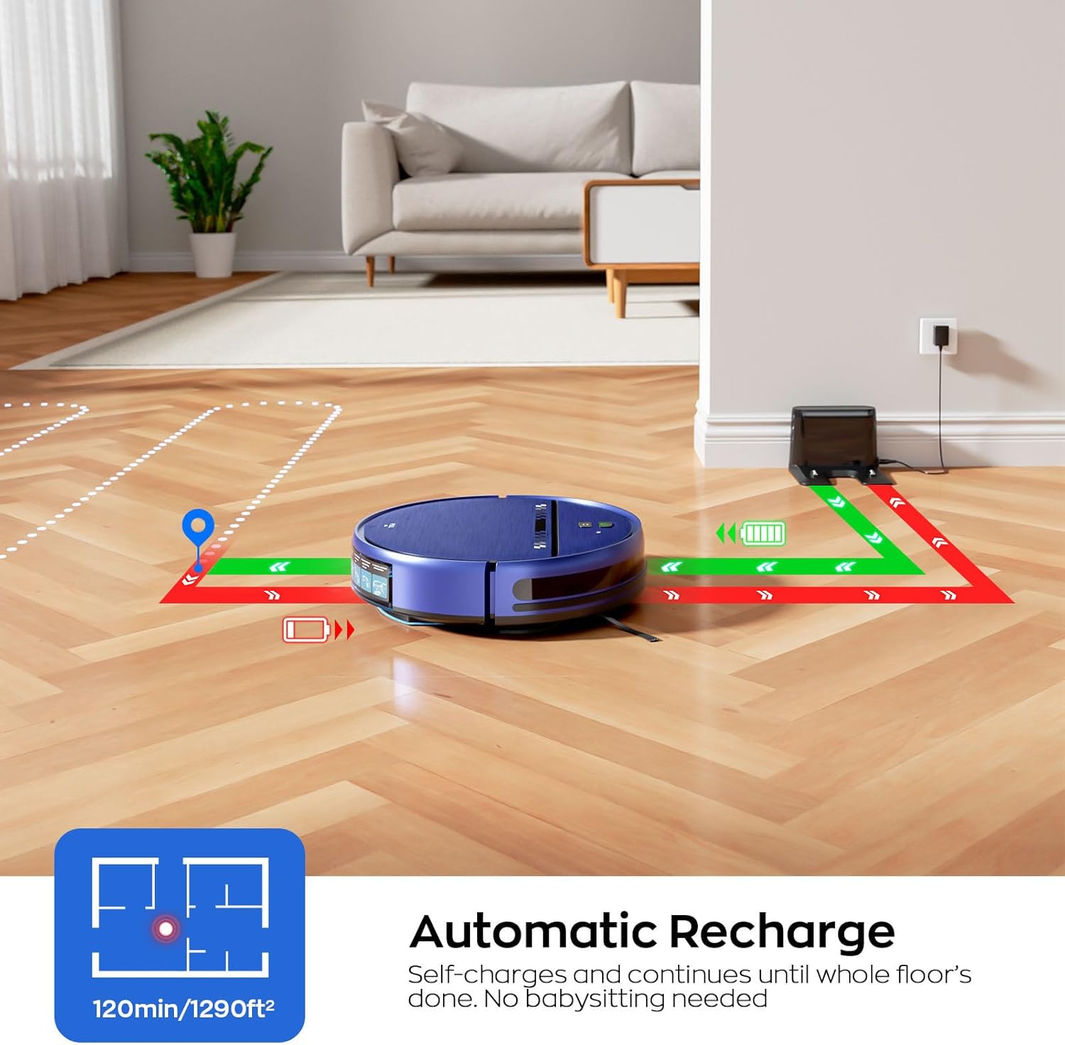 Robot Vacuum and Mop Combo, 2-in-1 Mopping Robot Vacuum Cleaner with 2300Pa Suction, 2.87'' Slim Design, Wi-Fi/App/Voice Control, 3D Obstacle Avoidance&Self-Charging for Hard Floors, Carpets, Pet Hair