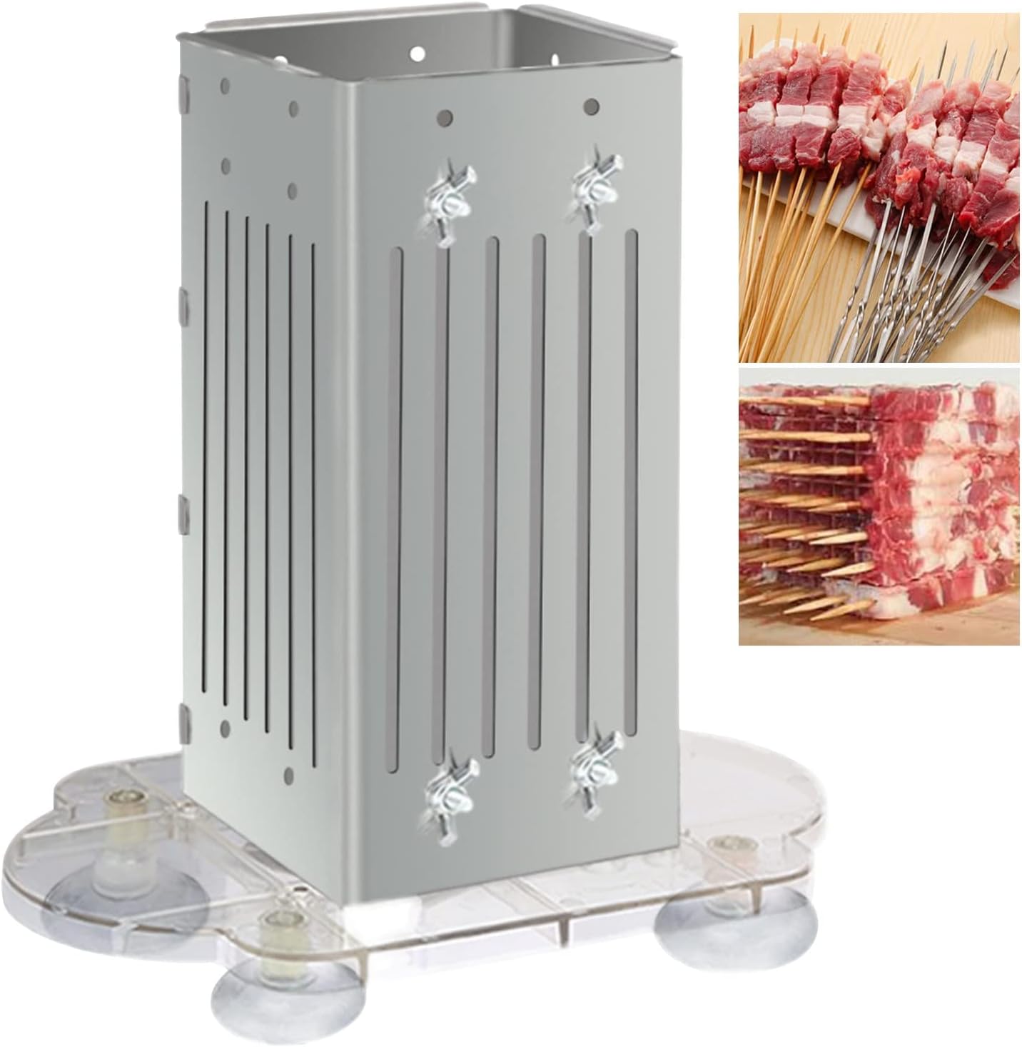 Kebab Maker Box,49 Holes Shish,Barbecue,with 100 Steel Kabob Sticks,Kitchen Tool