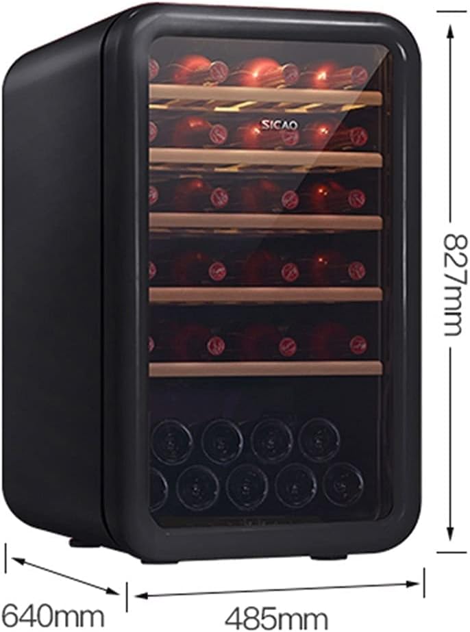 35-Bottle Wine Cooler, Home Independent Wine Cellar, Digital Display Constant Temperature Wine Cooler, Retro Refrigerator, Beverage Ice Bar, 48.5*64*82.7cm, Black
