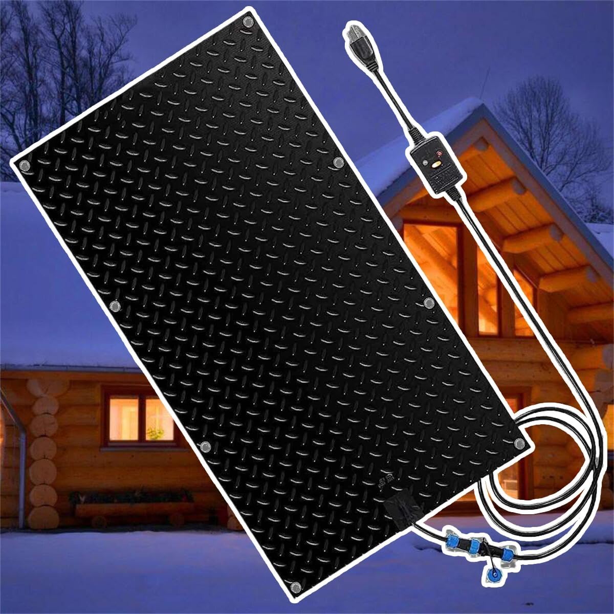 Heated Snow Melting Half Walkway Mat, 1/2/3/4/5 pcs Heated Snow&Ice Melting Stair Mat, Snow and Ice Melting Mat,No-Slip Heating Entrance Mats for Winter Outdoor Stairs, Garages(1 Pcs,10x48in/(