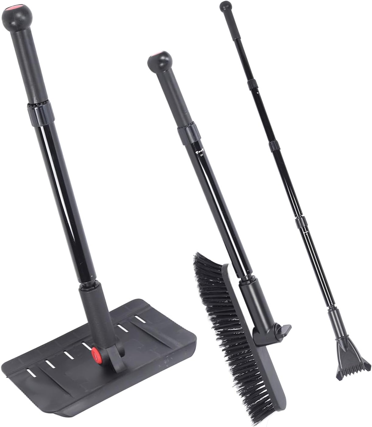 Snow Shovel Kit Removal Tools,Multifunctional Snow Shovel Kit,Aluminum Alloy Retractable Snow Removal Tools with Brush and Ice Scraper, Ice Snow Removal Tools