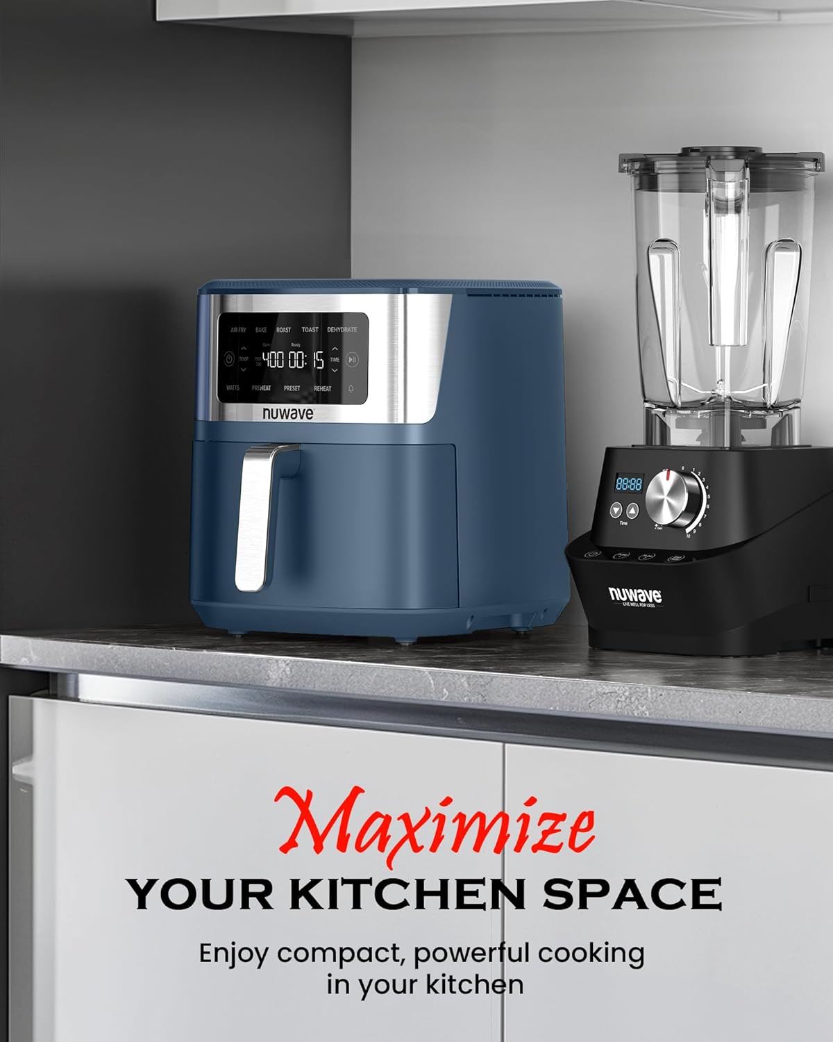 Nuwave Brio Plus 6-in-1 Air Fryer, 7-Qt Large Capacity, 50°F–400°F Precise Temp Control, Non-Toxic PFAS-Free Nonstick, Air Fry, Bake, Roast, Toast, Dehydrate, Reheat, 100 Presets, Dishwasher Safe