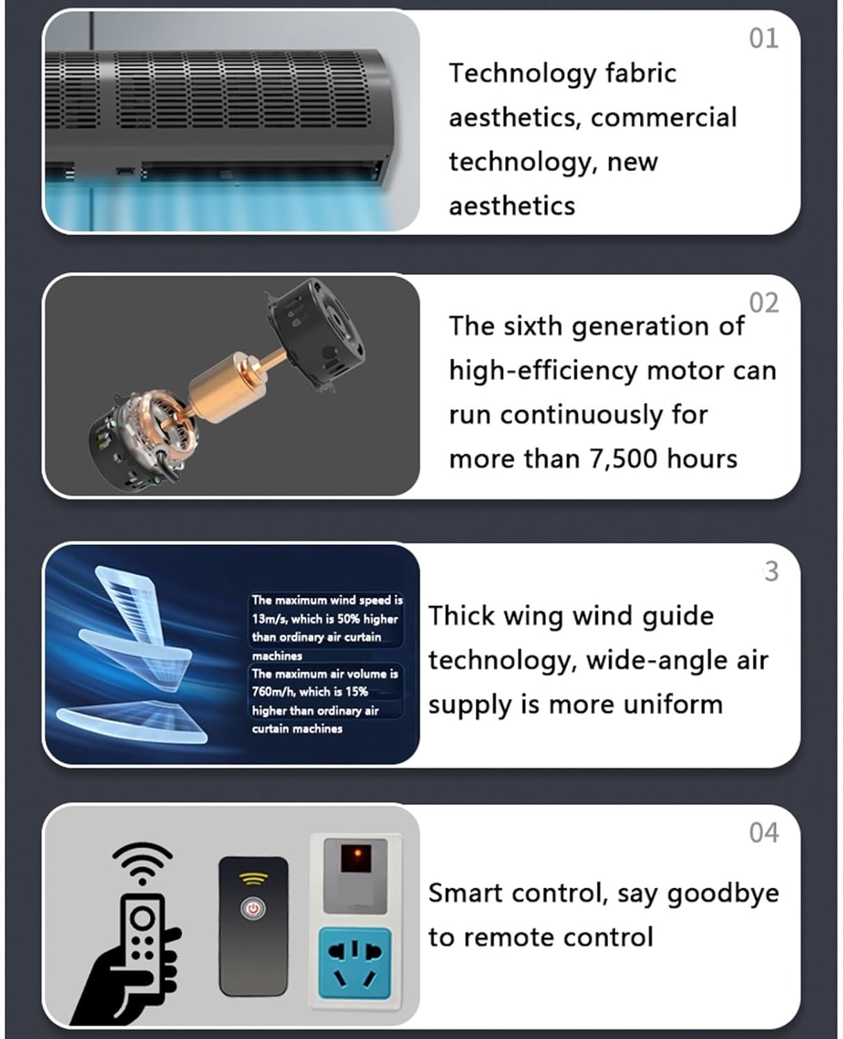 Silent Commercial Air Curtain Machine 24 Inch,35inch,39inchAir Curtain Cold Storage Supermarket Dedicated Fan(120 * 19cm(47.2 * 7.4inch))