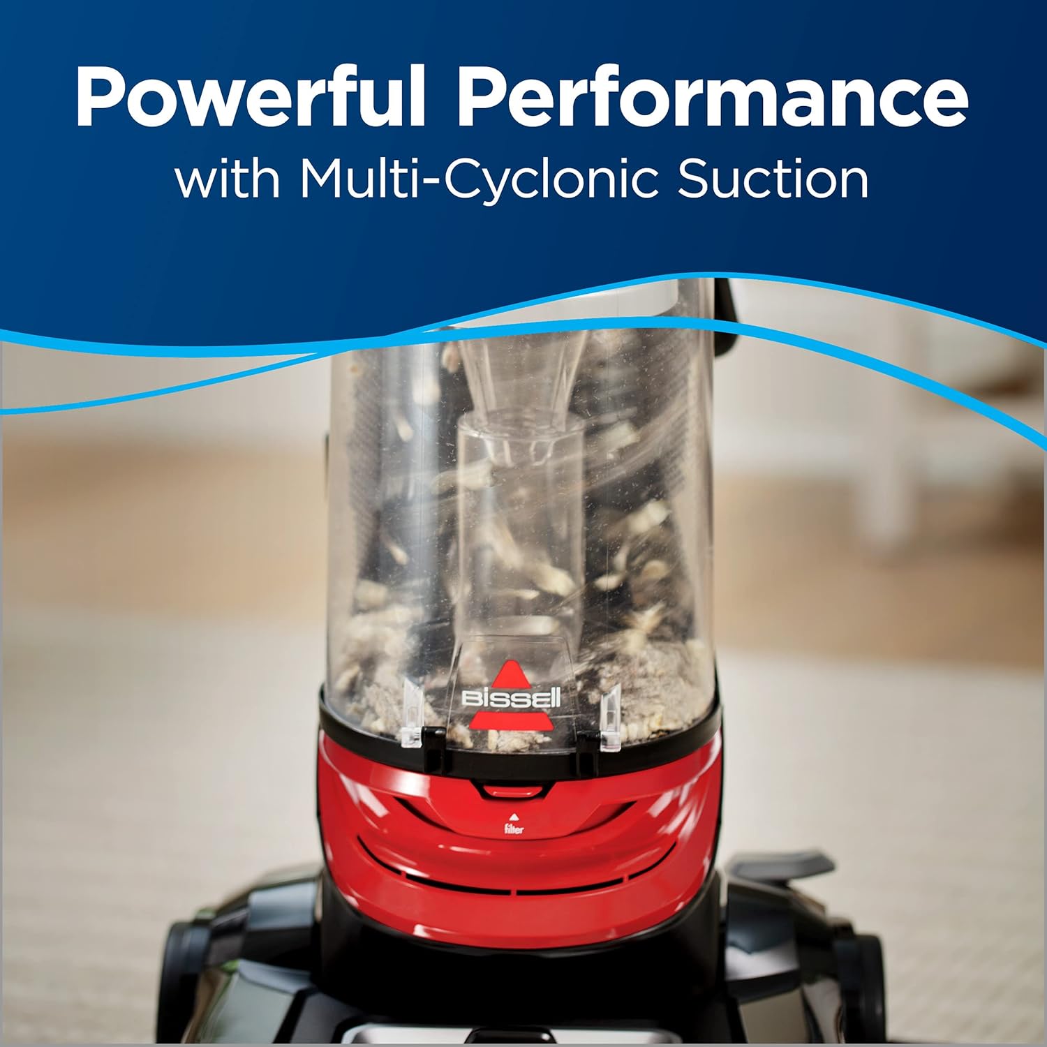 Bissell CleanView Bagless Vacuum, Powerful Multi Cyclonic System, Large Capacity Dirt Tank, Specialized Pet Tools, Easy Empty Red