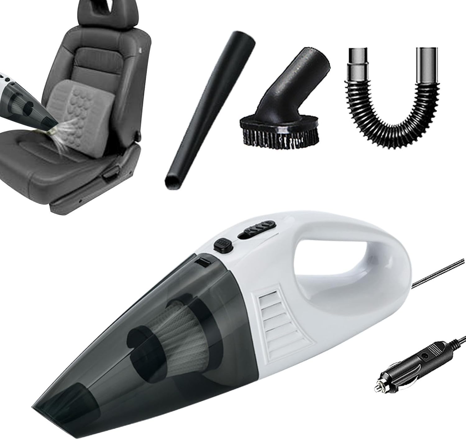 Car Handheld Vacuum Cleaner, 6000pa High Power Rechargeable Vacuum Cleaner, Lightweight Handheld Vacuum Cleaner Portable Wireless Charging Vacuum Cleaner for Bed Sofa Desk Car, 1, White 1