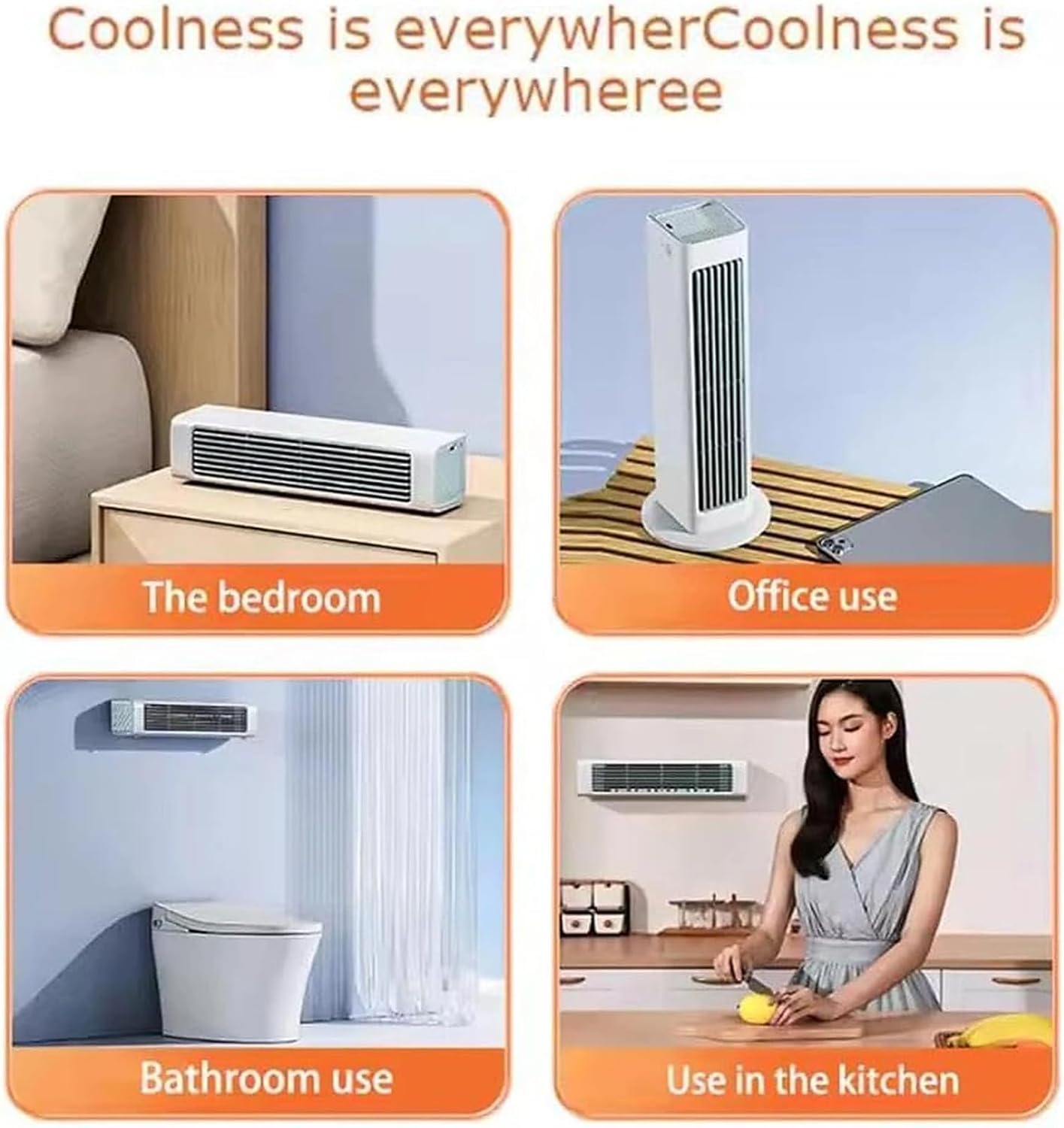 Portable Wireless Air Conditioner Fan, No Drilling Wall Mounted Cooling Fan, 3 Speed Air Cooler for Bedroom, Office, Home, Car with Instant 10s Cooling(White,White)