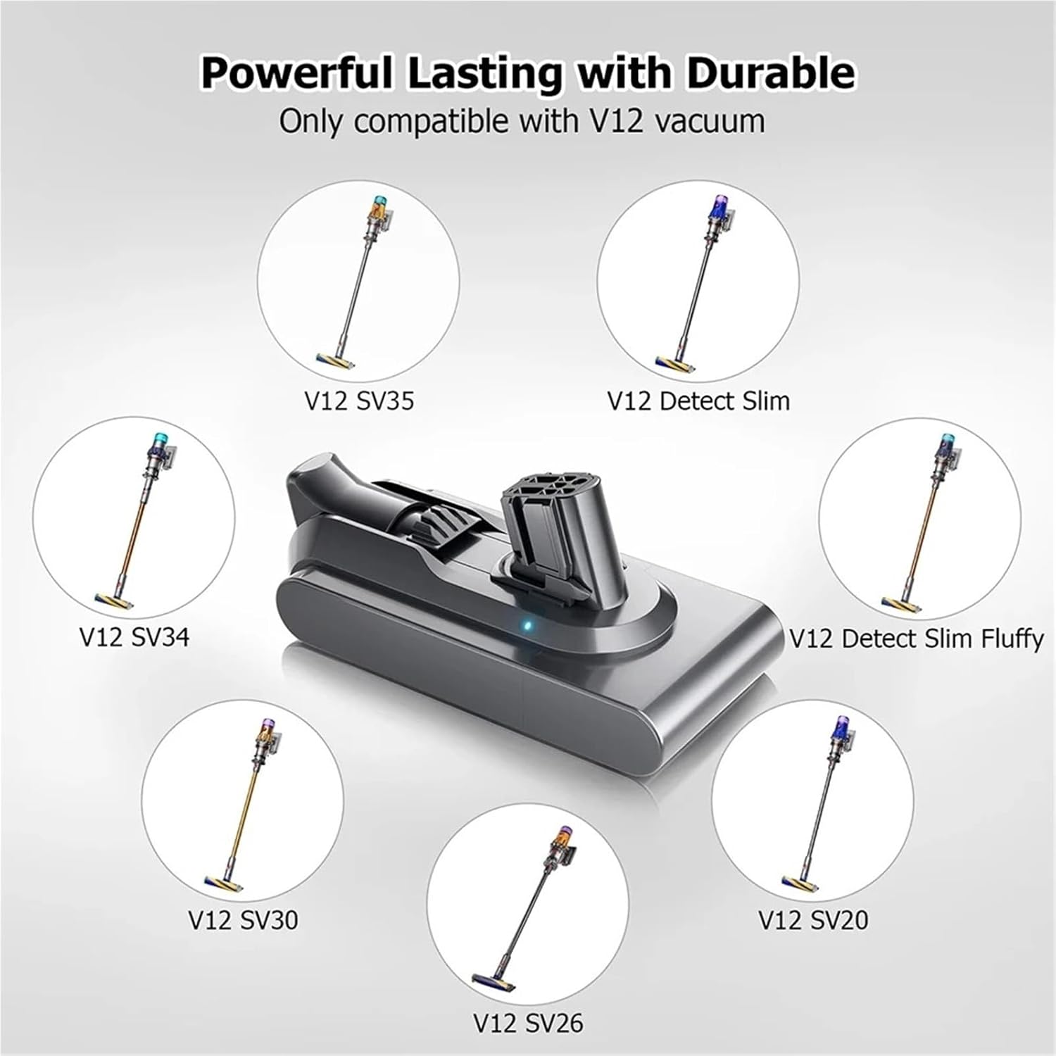 25.2V 9000mAh Battery. Compatible for Dyson V12 Detect Slim Series Vacuum Cleaner SV20,SV30,SV35,SV46 Models(9000mAh)