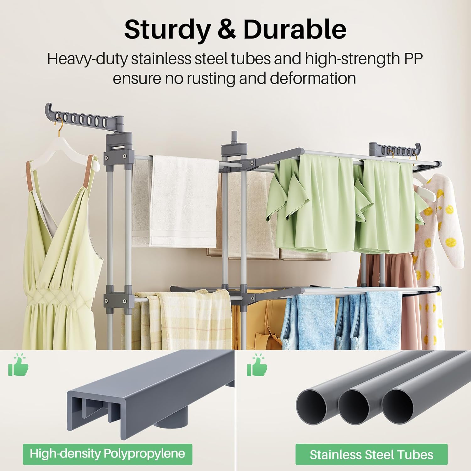 Kitstorack Clothes Drying Rack - Foldable Movable Clothes Rack Drying 30.0