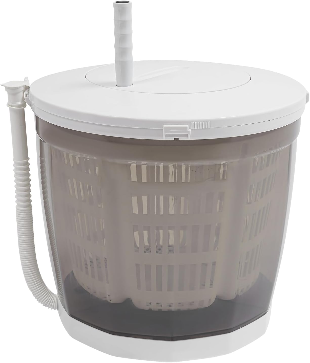 2 in 1 Hand Crank Washing Machine with Spin Dryer, Mini Compact Manual Clothes Washer for RV, Travel, Camping, Small Items (Underwear, Socks), Grey