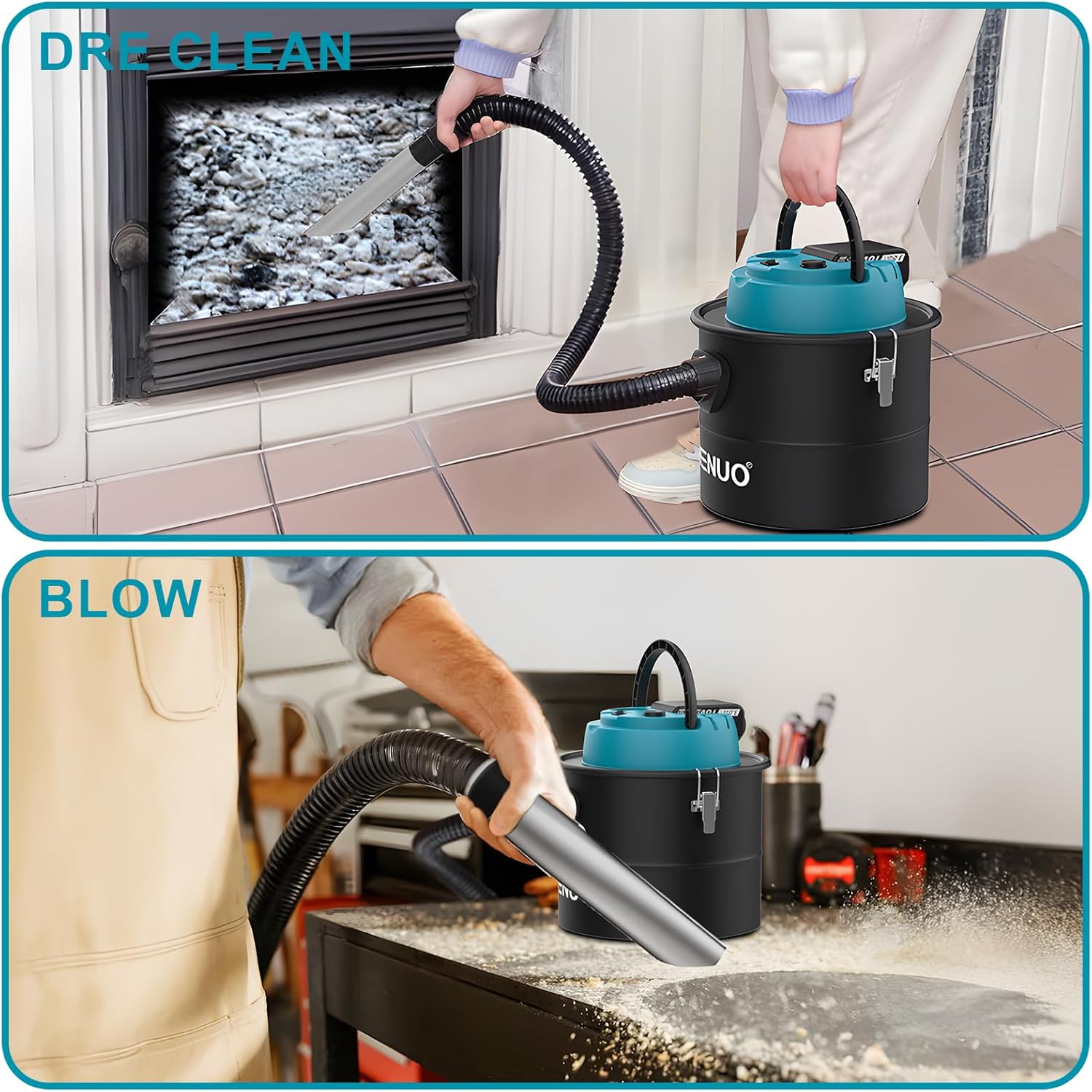 Cordless Ash Vacuum Cleaner Compatible with Makita 18V Battery, 4 Gallon Portable Ash Vac with Filter Clean, Blow Function for Pellet Stoves, Fireplaces, and BBQ Grills(Battery is not Included)