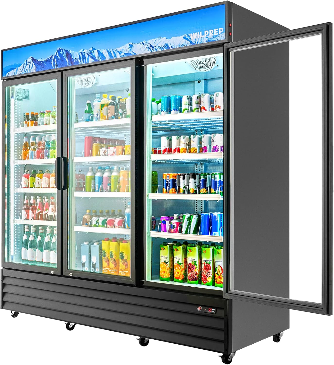 Wilprep Commercial Merchandiser Refrigerator, Upright Beverage Refrigerator with 3 Glass Door, ETL Fog Free Display Refrigerator Cooler 72.4 cu. ft. with LED Lighting for Retail Drinks Soda
