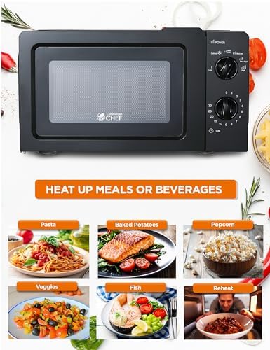 COMMERCIAL CHEF 0.6 Cubic Foot Microwave with 6 Power Levels, Small Microwave with Grip Handle & BLACK+DECKER 4-Slice Toaster Oven, TO1313SBD, Even Toast, 4 Cooking Functions Bake