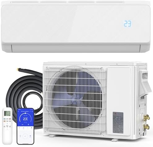 12000 BTU Mini Split Air Conditioner & Heat Pump- Inverter SEER2 22 115V, Energy Star Wi-Fi Smart Control, Quiet, with Child Lock, Self-Cleaning, Cools and Heats Up to 750 Sq.ft, Easy Installation Kit