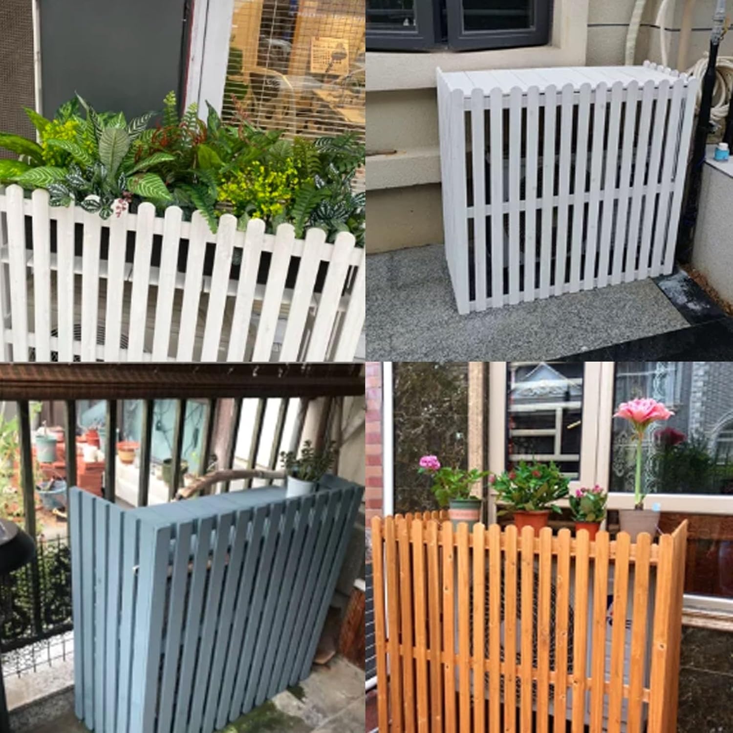 Cover for Outdoor Wooden Air Conditioner Cover - Decorative & Protective Noise Reduction, Shelf Plant Stand & Garden Pear Color