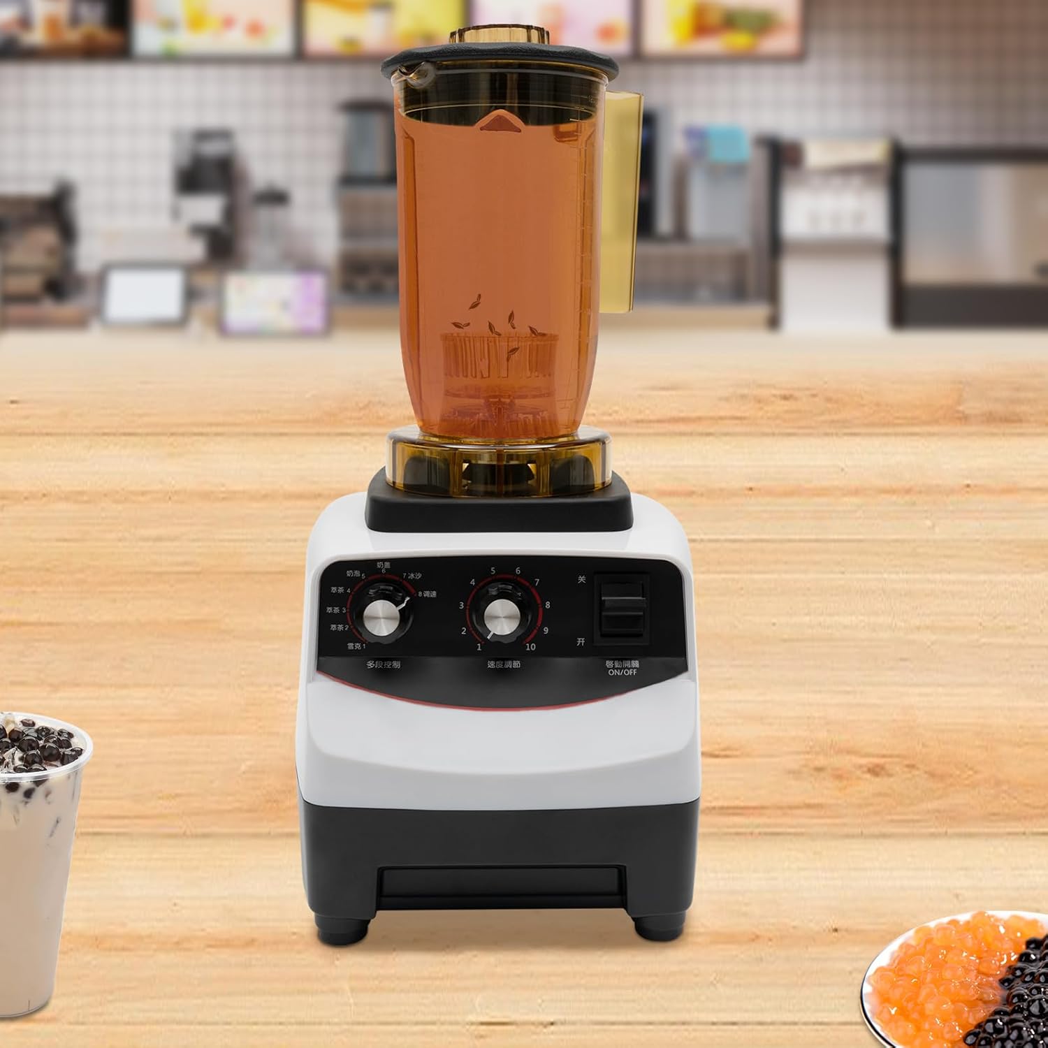 Tea Brewing Machine, Bubble Tea Machine, 1200ml/50.72oz Food Blender, 1800W Multifuction Smoothie Maker Shaking Machine Brew Cream Milk Shaker, 30000r/min