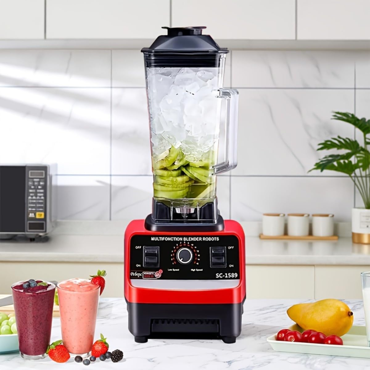 Blender,1200W 8-Blade Blender for Kitchen - 67oz Large Capacity Smoothie Maker | 7-Speed Professional Ice Crusher with BPA-Free Pitcher | Space-Saving Design