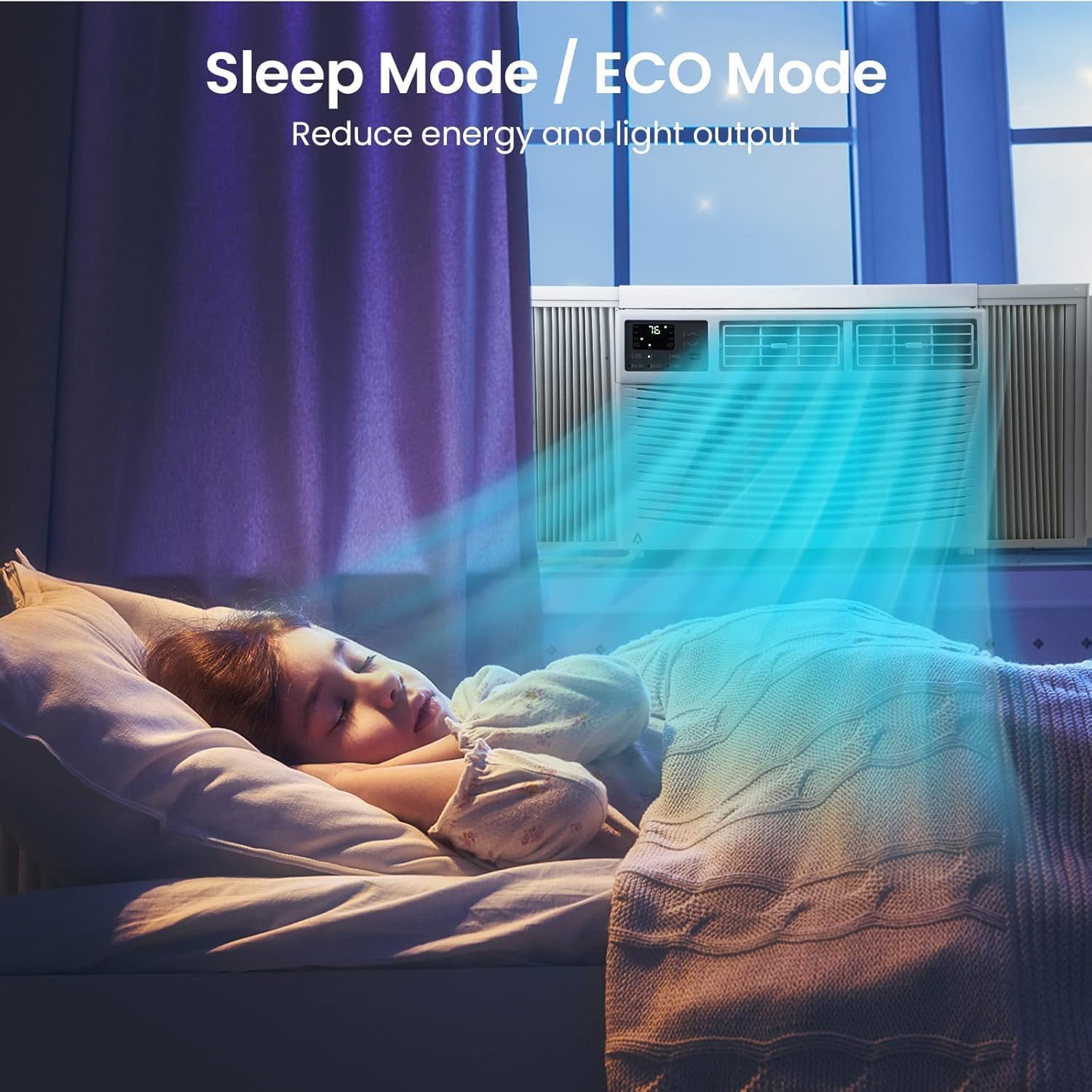 8000 BTU Window Air Conditioner, Cools Up to 550 Sqf, 3 Fan Speed, Window-Mounted Room Ac Window Unit, Optional Wifi Control, 24H Timer, Easy Install Kit for Home