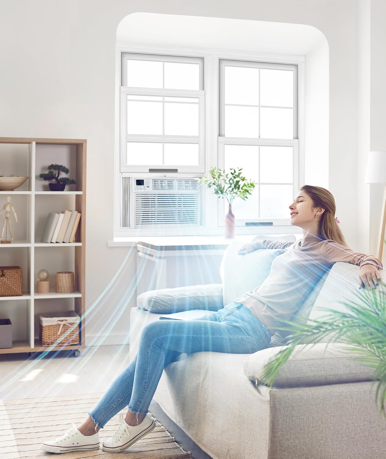 COWSAR 10000BTUs Window Air Conditioner, Window AC Unit Cooling up to 450sq.ft, 4 Modes and 3 Fan Speeds, 24H Timer, Remote Control, Quiet Operation, Reusable Filter