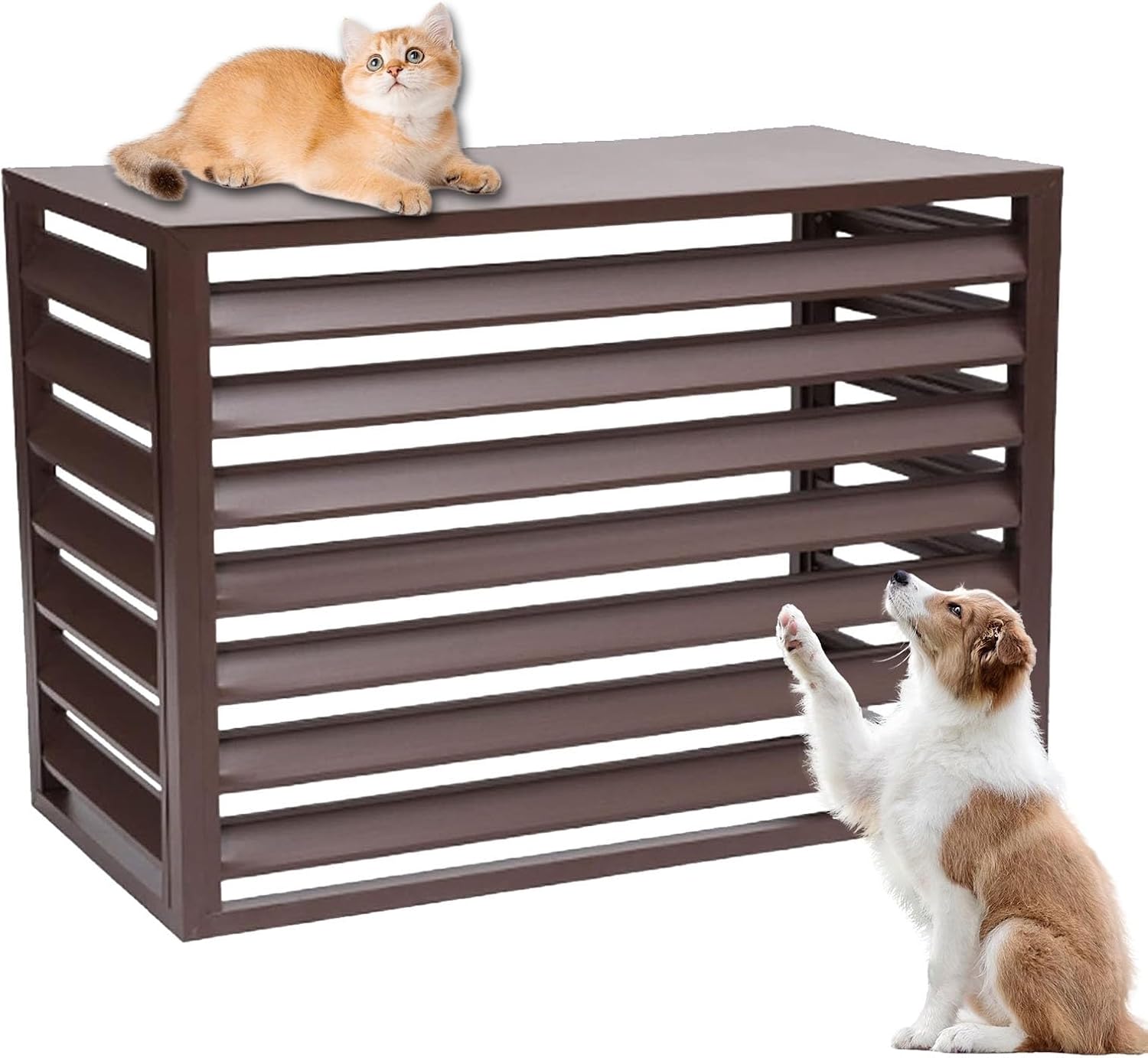 Aluminum Ac Unit Covers Outdoor, Privacy Screens Fence Panels for Air Conditioners Trash Bins, Isolate Pets, Fallen Leaves, Anti Theft(Brown,110cm)