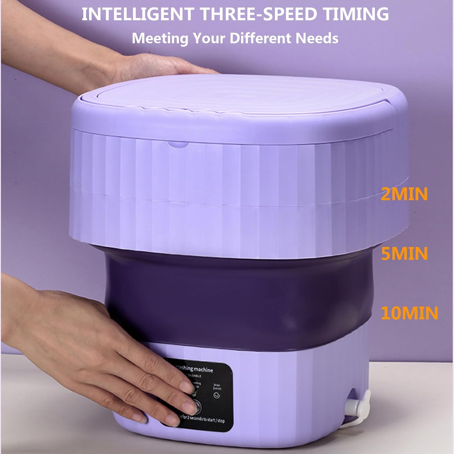 Mini Washing Machine for Clothes, Foldable Small Portable Washing Machine with 3 Modes Half Automatic Washt, 9L High Capacity Portable Washer Machine and Dryer for Apartment,Purple