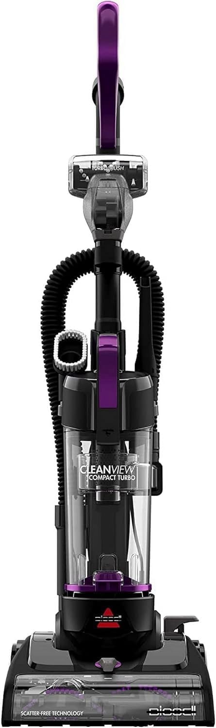 Compact Turbo Bagless Vacuum Cleaner, Lightweight, Powerful Suction, Washable Filter, Easy-Empty Dirt Tank, Slim Design, TurboBrush Tool, Ideal for Carpets & Hard Floors, Corded Electric
