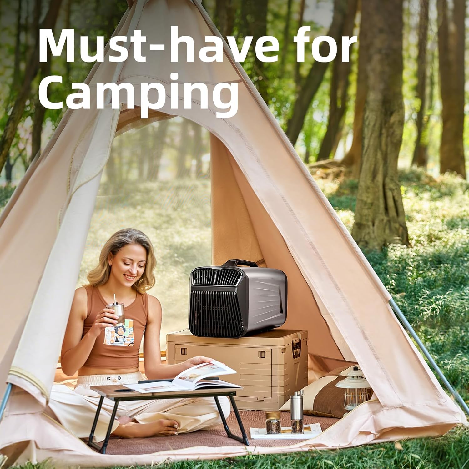 Portable Camping Air Conditioner for Outdoor and Indoor Use, Quiet Air conditoning For Small Rooms，5200BTU Fast Cooling Capacity for Tent AC