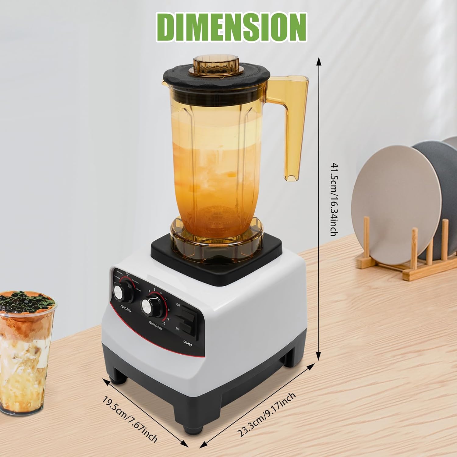 Bubble Tea Machine, Modern 1200ml Multifuction Blending Machine with 4 Different Cups, 10 Gears Speed, Countertop Smoothie Maker for Homes, Milk Tea Shops, Coffee Shops 1800W 30000RPM, Easy to Clean