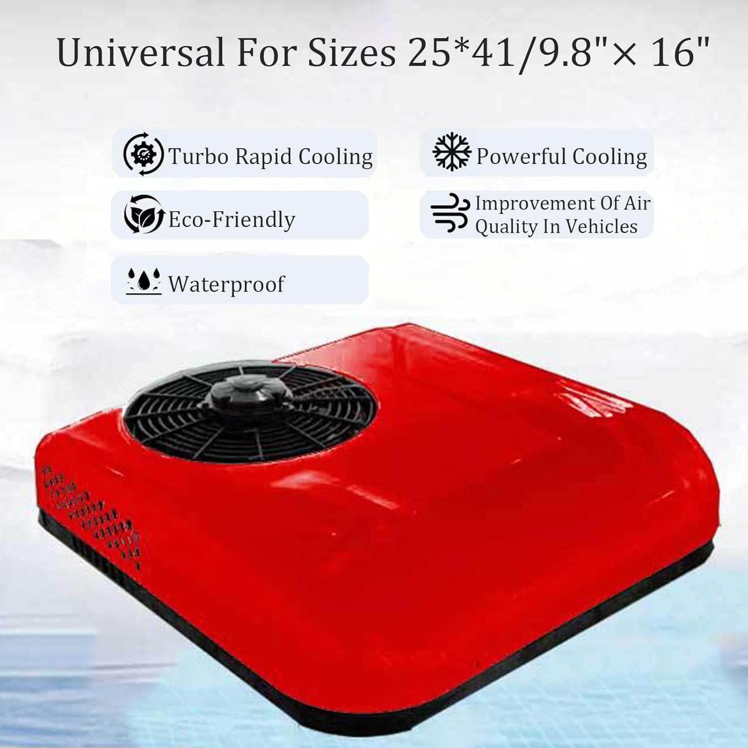 12V/24V RV Air Conditioner, Truck Cab Air Conditioner Rooftop with Remote Control, Fits for RVs, Vans, Semi Truck, Cranes, Excavators (Red 24v)