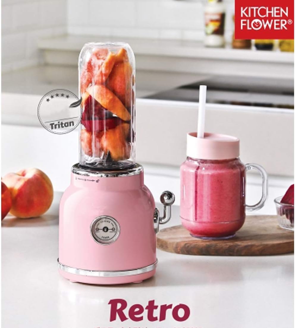Retro Mini Blender Tritan BPA BPA Free Jar Smoothie Ice Crush Blender 600mL Capacity 220v pink
