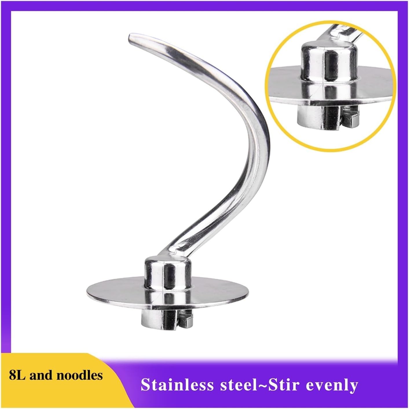 Blender and Noodle Hook Egg Beating Paddle Kneading Bucket Stainless Steel Blender Accessories Parts(8L Noodle Bucket)
